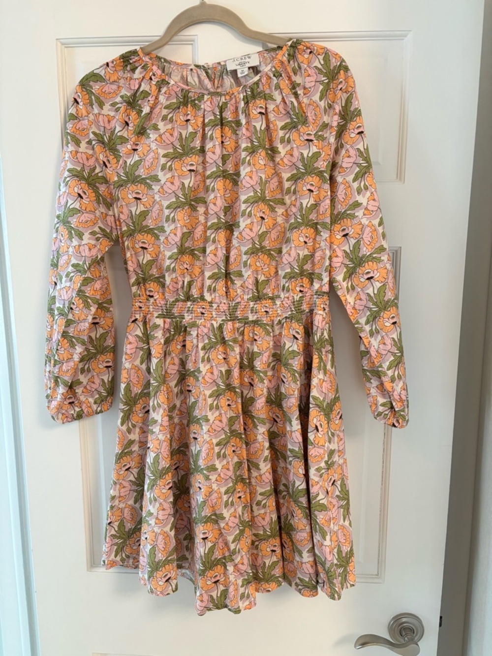 J. Crew Pink & Peach Floral Long-Sleeve Dress